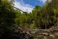 the world\'s longest pedestrian suspension bridge over the Coaticook Gorge