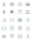 World science linear icons set. Technology, Chemistry, Astronomy, Geology, Biology, Physics, Genetics line vector and