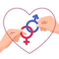 World Sexual Health Day illustration poster concept . Couple hand holding connected gender sex symbol banner background