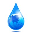 Water Drop World, China, India, Far East, Philippines, Malaysia, Globe in a Water Droplet Royalty Free Stock Photo