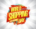 World shopping day sale, mega discounts, vector banner design Royalty Free Stock Photo