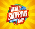 World shopping day sale, mega discounts, vector web banner design mockup Royalty Free Stock Photo
