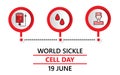 World sickle cell day concept vector. Sickle Cell Disease, SCD is a painful, life-threatening illness and is the most frequently