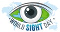 World Sight Day banner with an eye on world map Royalty Free Stock Photo
