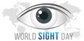 World Sight Day banner with an eye on silhouette world map Royalty Free Stock Photo