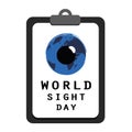 world sight day blue eye on a clipboard with vision test Royalty Free Stock Photo