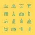 World sights icon set, outline style Royalty Free Stock Photo