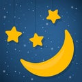 World sleep day concept. Good night. Star and moon