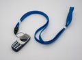 World smallest mobile phone with OLED screen in blue plastic bod