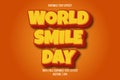 World smile day editable text effect comic style orange color