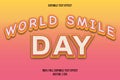 World smile day editable text effect yellow and pink color