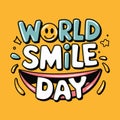 World Smile Day joyful vector post or banner with a yellow backdrop design Royalty Free Stock Photo