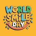 World Smile Day joyful vector post or banner with a yellow backdrop design Royalty Free Stock Photo