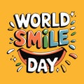 World Smile Day joyful vector post or banner with a yellow backdrop design Royalty Free Stock Photo
