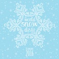 World snow day celebration. Winter snowfall background