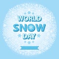 World snow day template.Snowflakes circle wreath Royalty Free Stock Photo