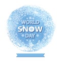 World snow day template.Snowflakes wreath,Watercolor Royalty Free Stock Photo