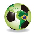 World soccer ball with Brazilian flag Royalty Free Stock Photo