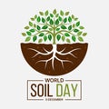 World soil day - Circle half tree with leave on circle half soil with root sign vector design