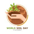 World soil day - hand hold soil with tree sapling in circle globe world vector design Royalty Free Stock Photo