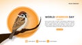 World Sparrow Day background with a sparrow on a twig Royalty Free Stock Photo