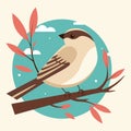 World Sparrow Day. Hello spring poster. Cute hand drawn bird. Vector