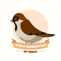 World Sparrow Day poster 20 March, Bird illustration banner vector
