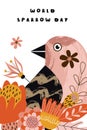 World Sparrow day. Vector illustration