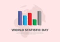 World statistic day background with chart graphic and earth map
