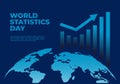 World statistic day background with earth map and graphic on blue color