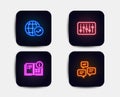 World statistics, Dj controller and Instruction info icons. Chat messages sign. Vector