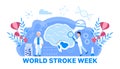 World stroke week concept vector. Neurology healthcare, dementia, Alzheimer metaphor