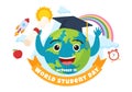 World Students Day Vector Illustration on October 15 with Student, Book, Globe and More for Web Banner or Poster in Kids Cartoon Royalty Free Stock Photo