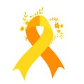 World suicide prevention day awareness and support ribbon in orange and yellow color