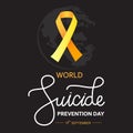 World Suicide Prevention Day concept with awareness ribbon. Dark vector illustration for web and printing Royalty Free Stock Photo