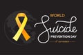 World Suicide Prevention Day concept with awareness ribbon. Dark vector illustration for web and printing Royalty Free Stock Photo