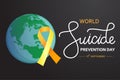 World Suicide Prevention Day concept with awareness ribbon. Dark vector illustration for web and printing Royalty Free Stock Photo