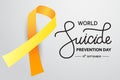 World Suicide Prevention Day concept with awareness ribbon. white background vector illustration for web and printing Royalty Free Stock Photo