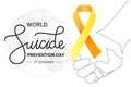 World Suicide Prevention Day concept with awareness ribbon. white background vector illustration for web and printing Royalty Free Stock Photo