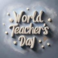 World Teachers Day message in modifiable 3D lettering, whiteboard inspired vector design Royalty Free Stock Photo