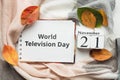 World Television Day of autumn month calendar November