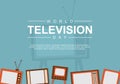 World television day background with five big vintage television