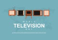 World television day background with five vintage television