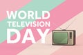 World Television Day Concept. Classic vintage TV with World Television Day Sign. 3d Rendering