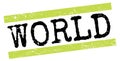 WORLD text on green-black grungy lines stamp sign