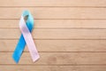 World Thyroid day background. Teal, pink and blue ribbon.