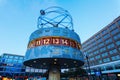 World time clock on Alexanderplatz in Berlin, Germany, at dusk Royalty Free Stock Photo