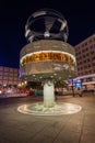World time clock on Alexanderplatz, Berlin, at night Royalty Free Stock Photo