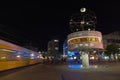 World Time Clock in Berlin at Night is Showing The Time around The World, Germany, Europe Royalty Free Stock Photo