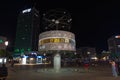 World Time Clock in Berlin at Night is Showing The Time around The World, Germany, Europe Royalty Free Stock Photo